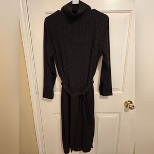 Olive Green Ribbed Sweater Dress